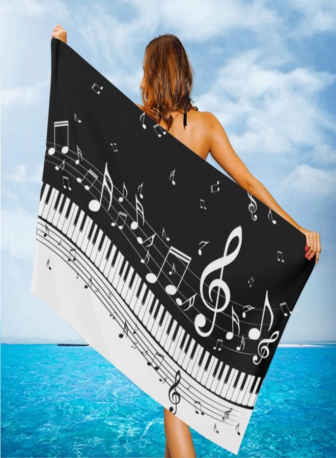 feelacle Music Notes Piano Sand Free Beach Towel Absorbent Bath Towel Large Hand Towels for Swimming Bathroom Spa Pool - Image 1